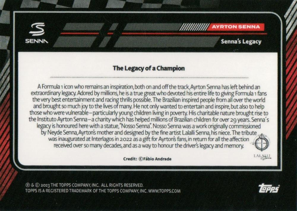 2023 Topps The Story of Senna Ayrton Senna 15.02.1994 Senna's Legacy