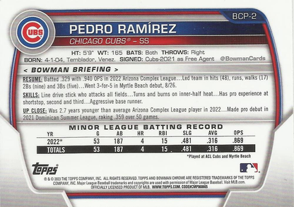 2023 Bowman Chrome Prospects Pedro Ramirez 1st Chicago Cubs #BCP-2