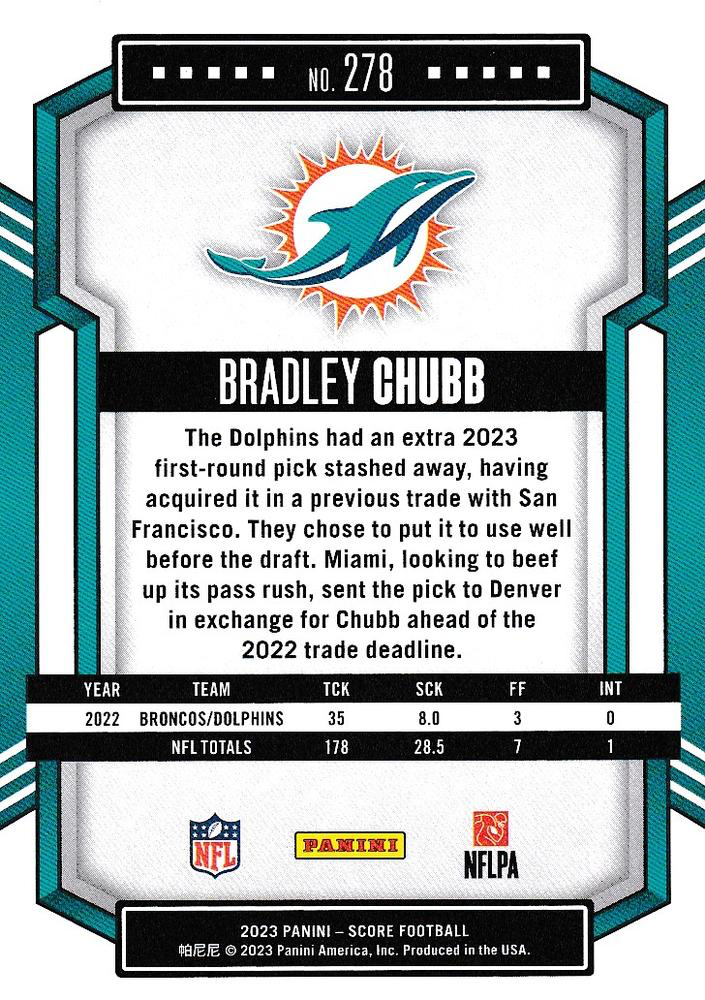 2023 Panini Score Football Bradley Chubb Miami Dolphins #278