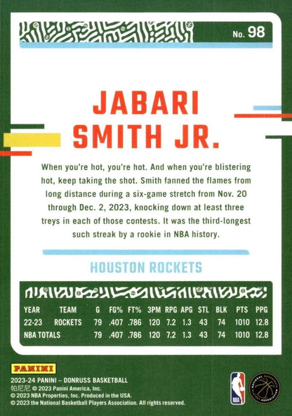 2023 Panini Donruss Jabari Smith Jr. #98 Houston Rockets