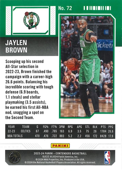 2023 Panini Contenders Jaylen Brown #72 Boston Celtics