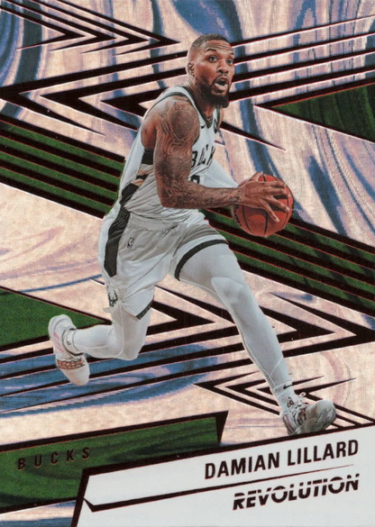 2024 Panini Revolution Damian Lillard Red Swirl #22 Milwaukee Bucks