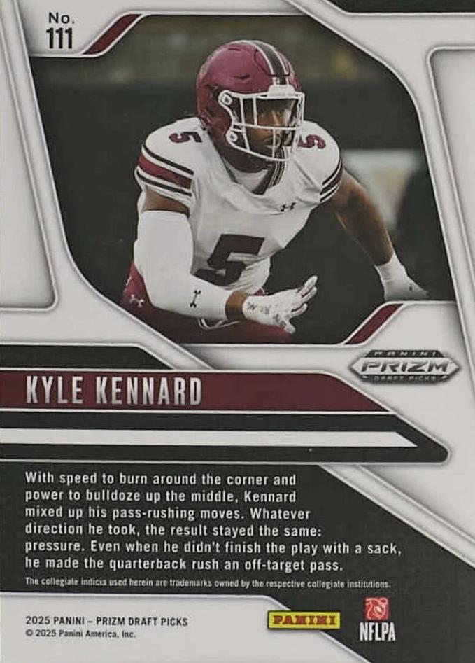 2025 Panini Prizm Draft Picks Kyle Kennard #111 South Carolina Gamecocks
