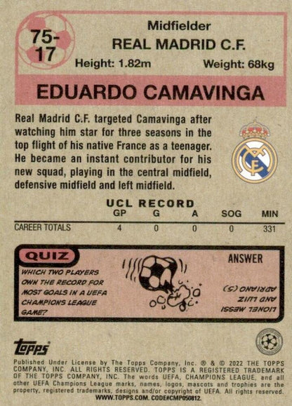 2021 Topps UCC 1975 Retro Eduardo Camavinga #75-17 Real Madrid CF