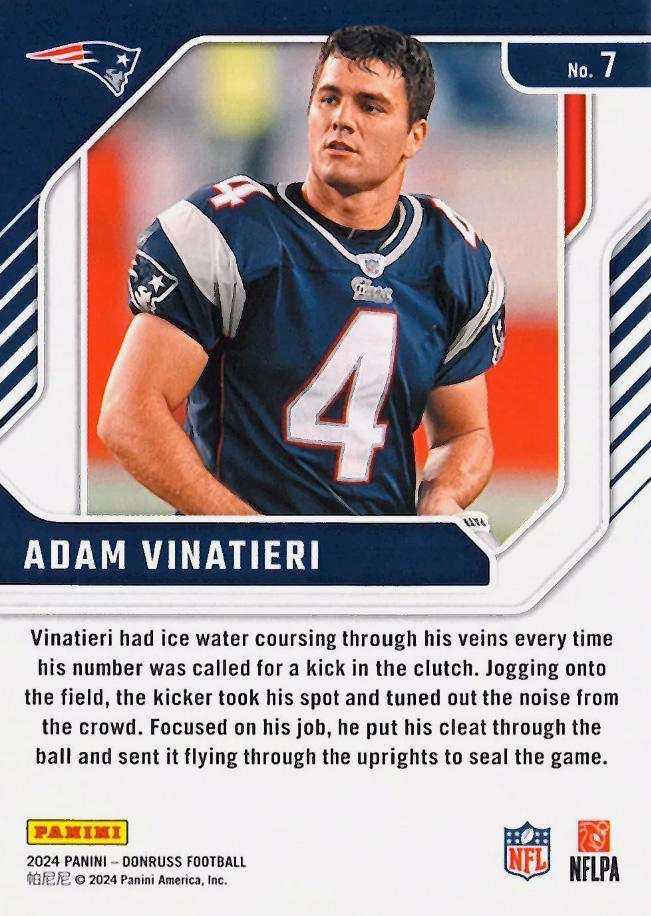 2024 Panini Donruss Legend Series Adam Vinatieri #7 New England Patriots