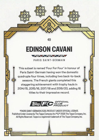 2025 Topps PSG Team Set Edinson Cavani #49 Paris Saint-Germain