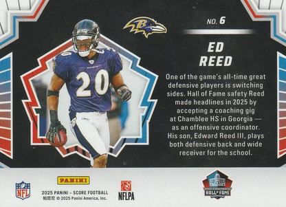2025 Panini Score Men of Canton Ed Reed #6 Baltimore Ravens