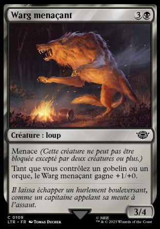 2023 Magic MTG Le Seigneur des Anneaux Warg menaçant LTR #109