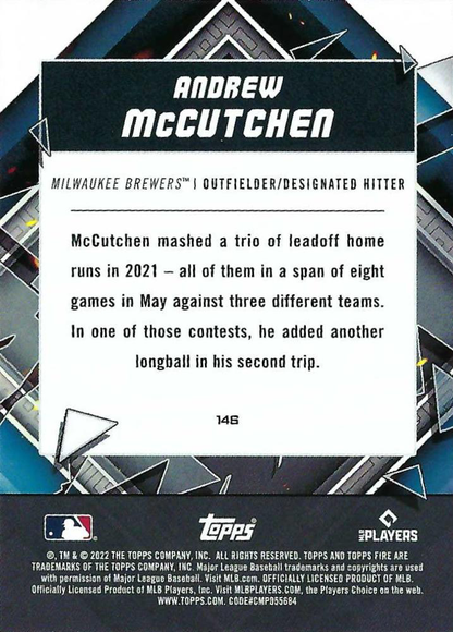2022 Topps Fire Andrew McCutchen Milwaukee Brewers #146