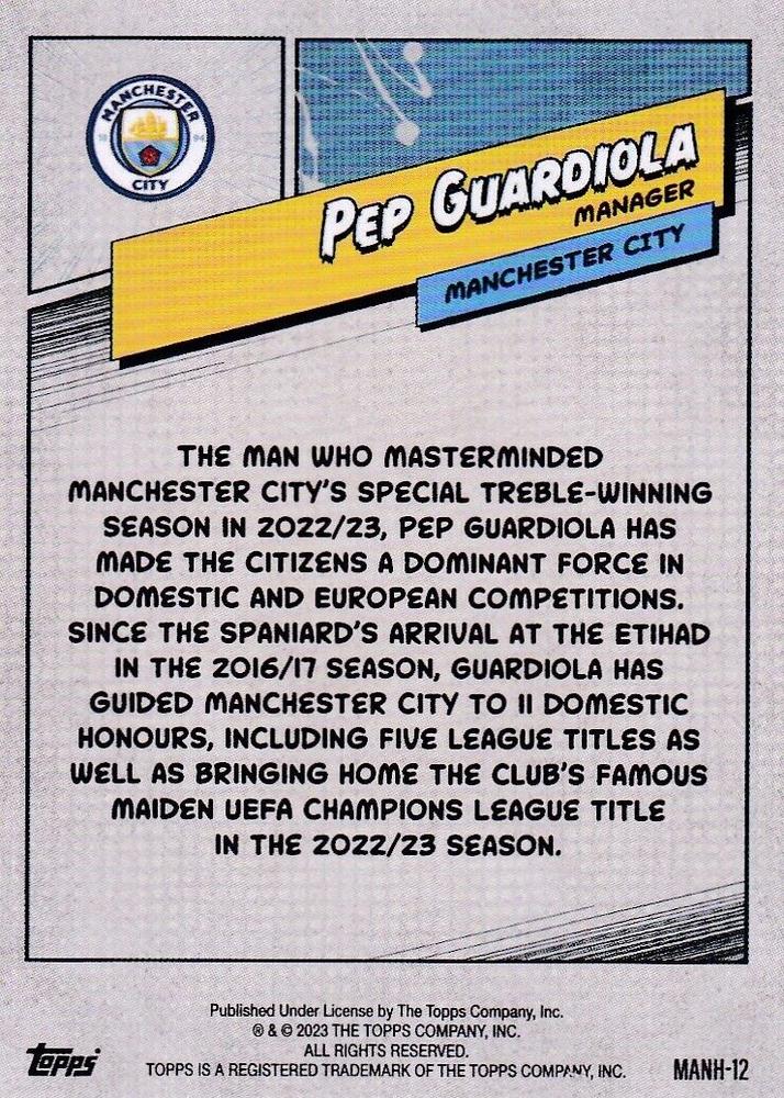 2023 Topps Manchester City Fan Set Heroes Pep Guardiola #MANH-12