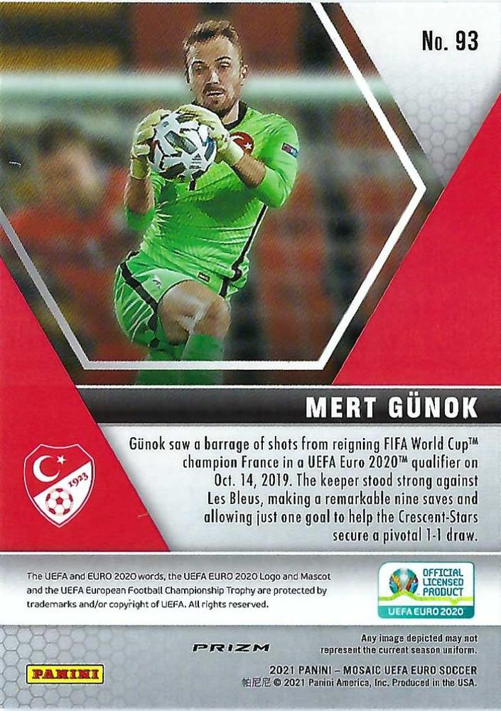2022 Panini Mosaic UEFA EURO 2020 Mosaic Prizm Mert Gunok #93 Turquie