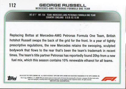 2022 Topps Chrome Formula 1 Checker Flag George Russell #112 Mercedes-AMG Petronas F1