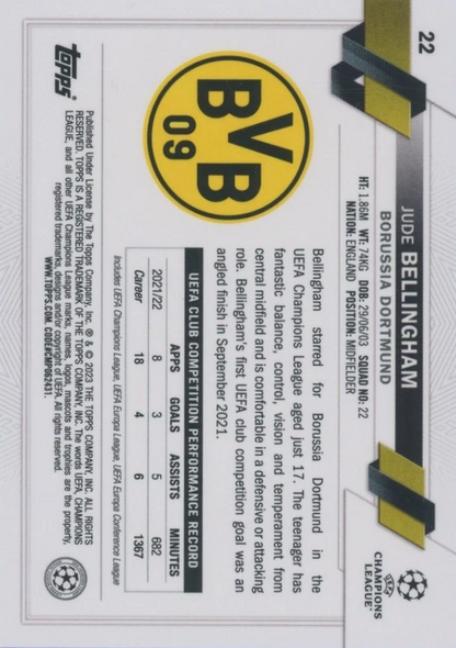 2022 Topps UCC Starball Foil Jude Bellingham #22 Borussia Dortmund