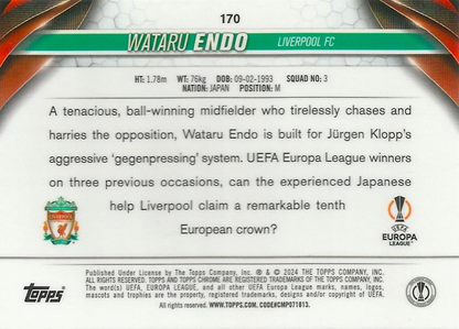 2023 Topps Chrome UEFA Club Competitions Wataru Endo #170 Liverpool