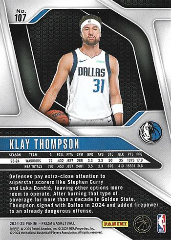 2024 Panini Prizm Klay Thompson #107 Dallas Mavericks