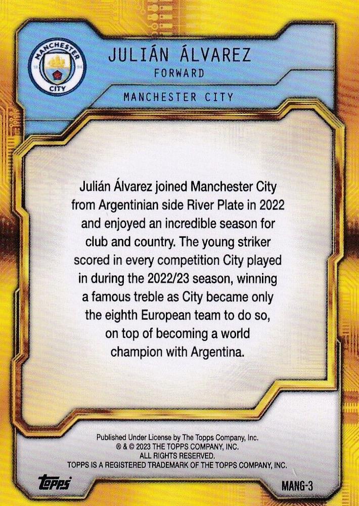 2023 Topps Manchester City Fan Set Golden Future Julián Álvarez #MANG-3