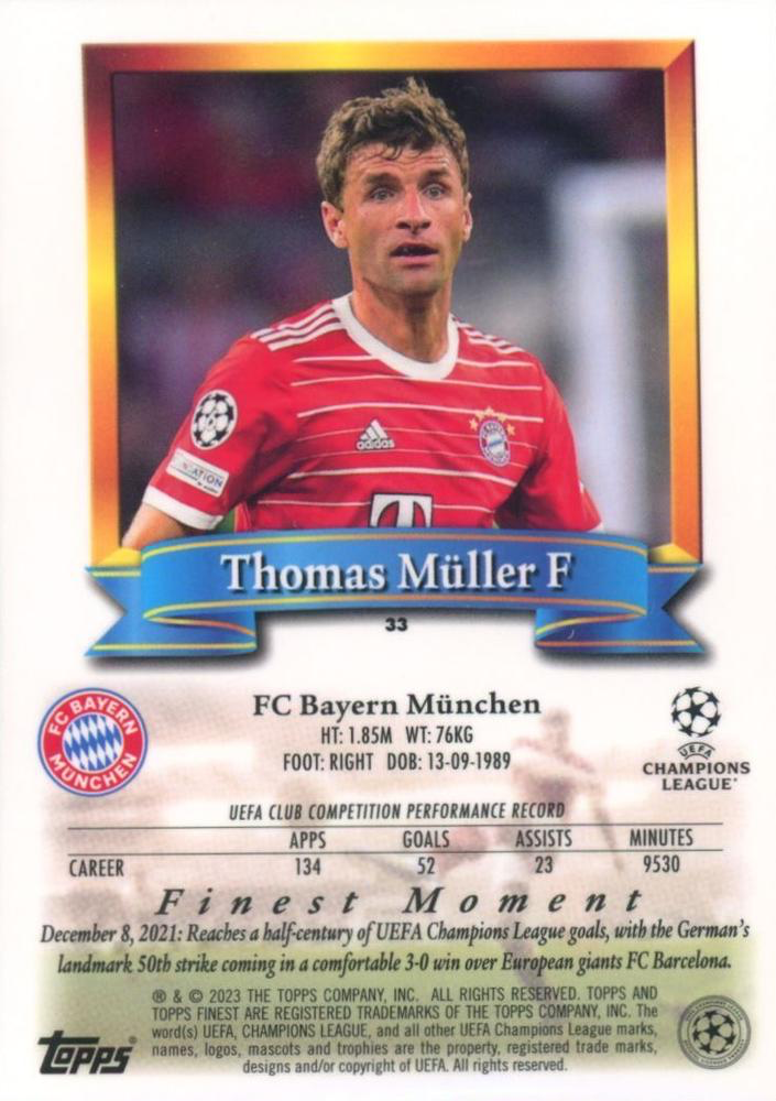 2022 Topps Finest Flashbacks UCC Thomas Müller #33 Bayern Munich