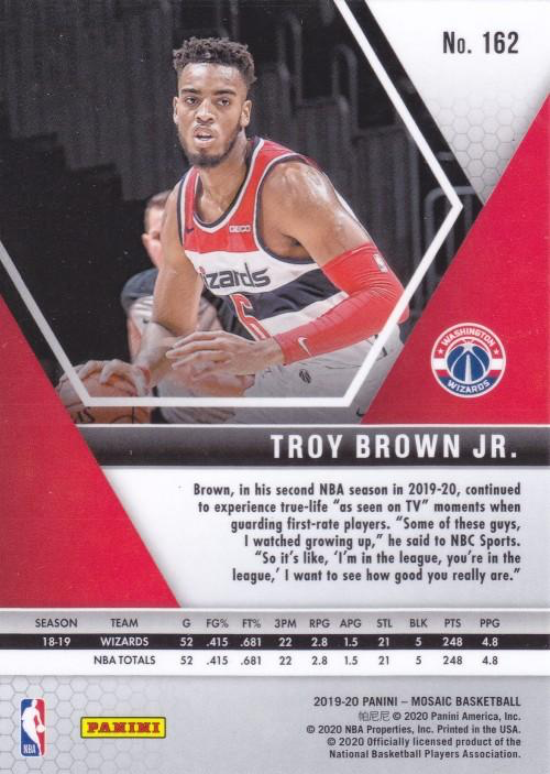 2019 Panini Mosaic Troy Brown Jr. #162 Washington Wizards