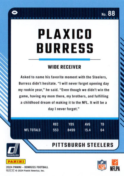 2024 Panini Donruss Plaxico Burress Pittsburgh Steelers #88
