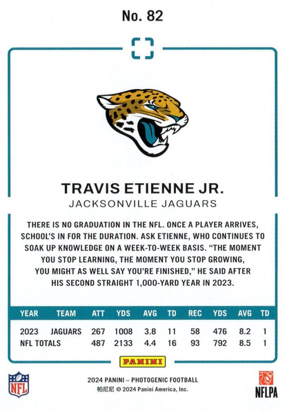 2024 Panini Photogenic Travis Etienne Jr. #82 Jacksonville Jaguars
