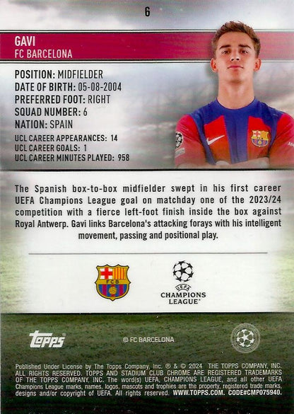 2023 Topps Stadium Club Chrome UCC Gavi #6 FC Barcelona