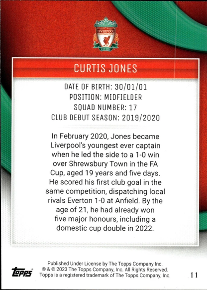 2023 Topps Liverpool Team Set Icy Curtis Jones #11 Liverpool
