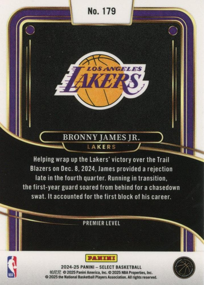 2024 Panini Select Bronny James Jr. RC Blue #179 Los Angeles Lakers