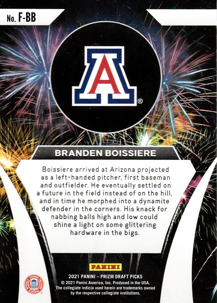 2021 Panini Prizm Draft Picks Fireworks Branden Boissiere #F-BB Arizona Wildcats
