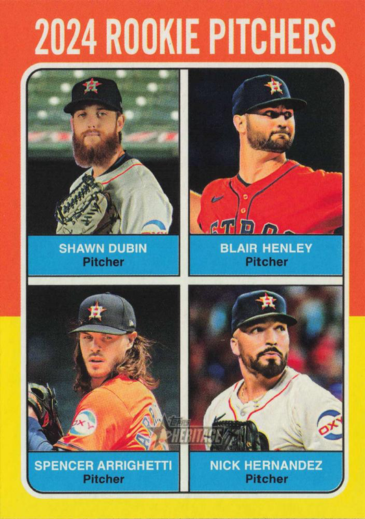 2024 Topps Heritage Rookie pitchers Shawn Dubin / Blair Henley / Spencer Arrighetti / Nick Hernadez Houston Astros RC #619