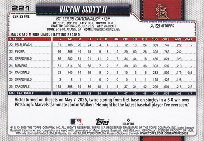 2026 Topps Series 1 Victor Scott II #221 St. Louis Cardinals