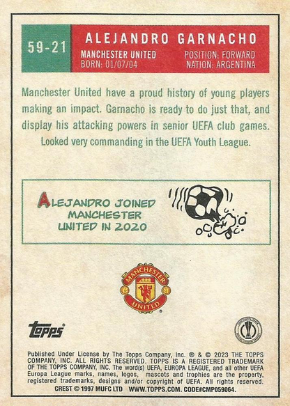 2022 Topps UCC 1959 Alejandro Garnacho #59-21 Manchester United