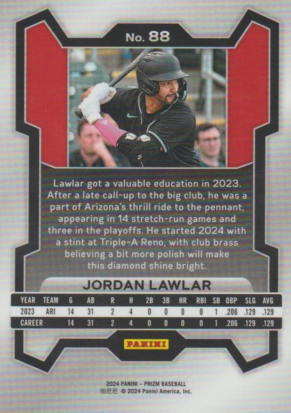 2024 Panini Prizm Jordan Lawlar Arizona Diamondbacks #88