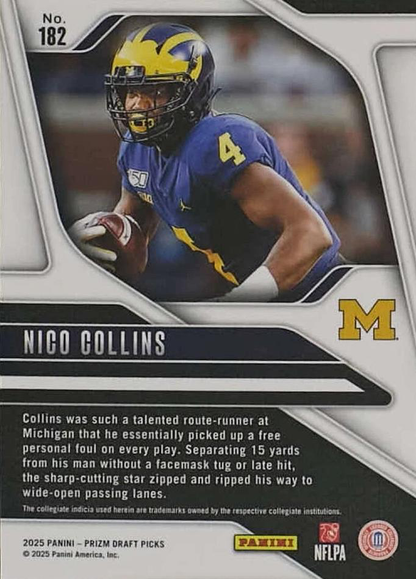 2025 Panini Prizm Draft Picks Nico Collins #182 Michigan Wolverines