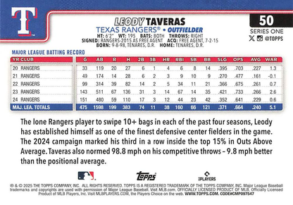 2025 Topps Series 1 Leody Taveras Texas Rangers #50