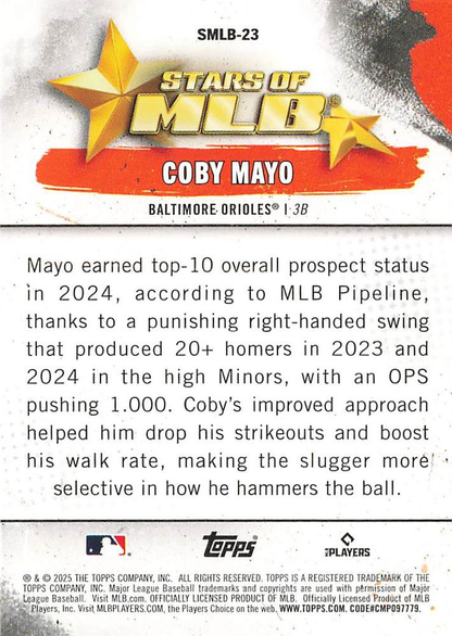 2025 Topps Series 1 Stars of MLB Coby Mayo RC Baltimore Orioles #SMLB-23