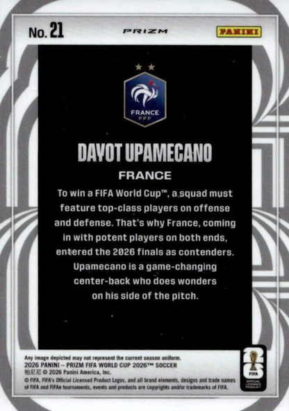 2026 Panini Prizm FIFA World Cup Screamers Silver Dayot Upamecano #21 France
