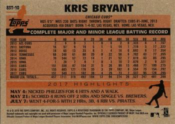 2018 Topps Chrome 1983 Topps Refractor Kris Bryant #83T-10 Chicago Cubs