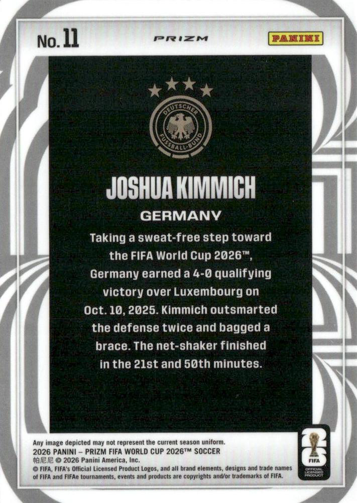 2026 Panini Prizm FIFA World Cup Screamers Joshua Kimmich #11 Allemagne