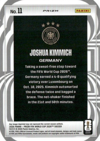 2026 Panini Prizm FIFA World Cup Screamers Joshua Kimmich #11 Allemagne