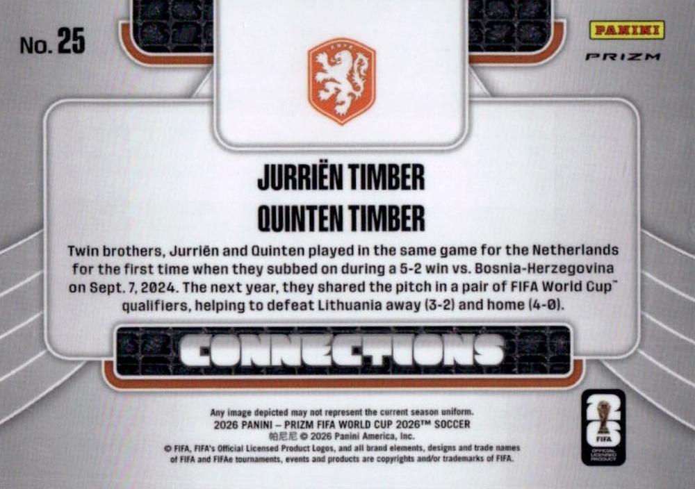 2026 Panini Prizm FIFA World Cup Connections Silver Timber/Timber #25 Pays-Bas