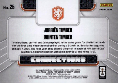2026 Panini Prizm FIFA World Cup Connections Silver Timber/Timber #25 Pays-Bas