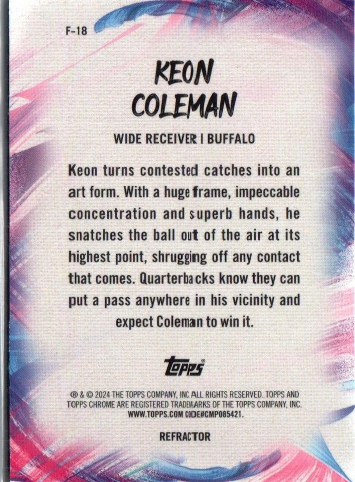 2024 Topps Chrome Finesse Refractor Keon Coleman #F-18 Buffalo Bills