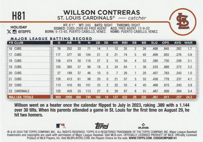 2024 Topps Holiday Willson Contreras St. Louis Cardinals #H81