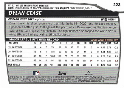 2023 Topps Big League Dylan Cease SP Uncommon Foil #223 Chicago White Sox
