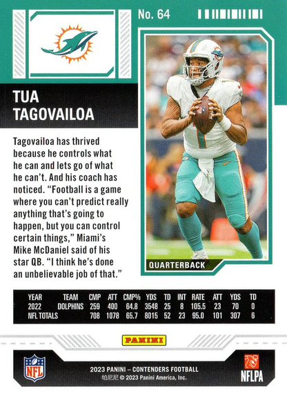 2023 Panini Contenders Tua Tagovailoa Miami Dolphins #64