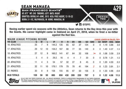 2023 Topps Series 2 Sean Manaea San Francisco Giants #429