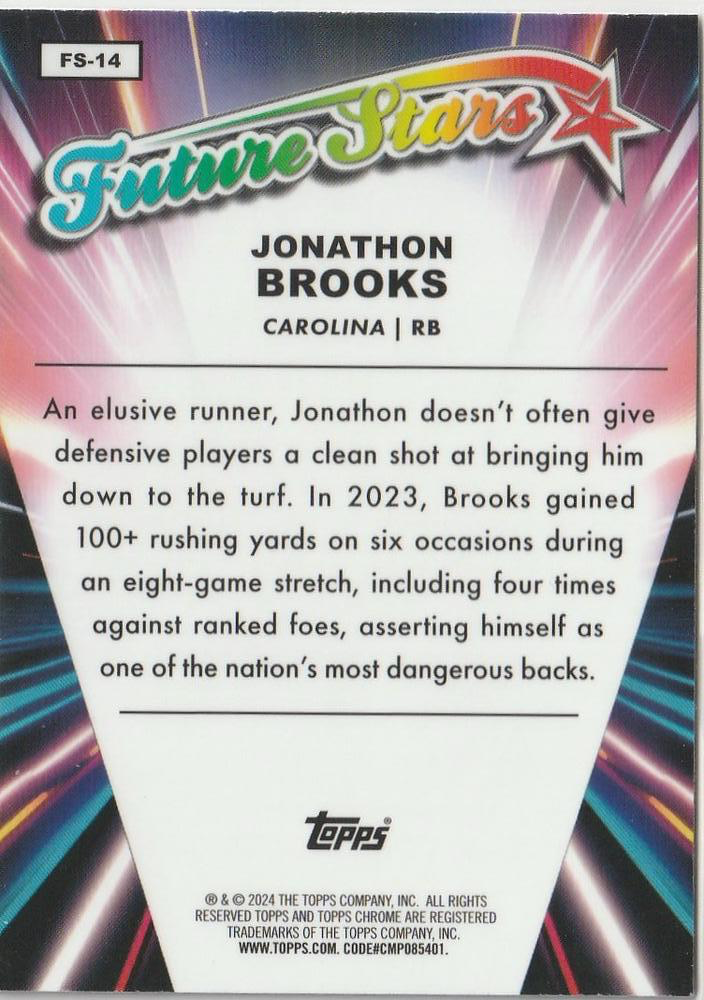 2024 Topps Chrome Future Stars Jonathon Brooks #FS-14 Carolina Panthers