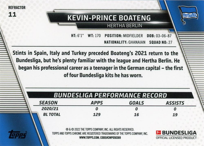 2021 Topps Chrome Bundesliga Refractor Kevin-Prince Boateng #11 Hertha BSC Berlin