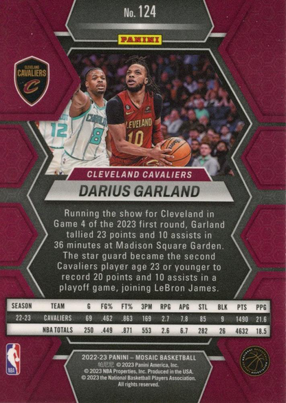 2022 Panini Mosaic Darius Garland #124 Cleveland Cavaliers
