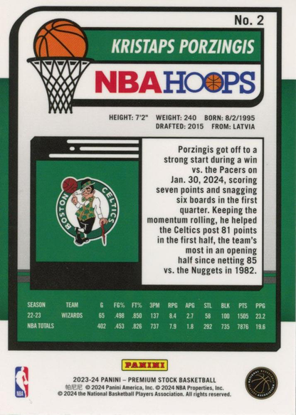 2023 Panini Premium Stock Kristaps Porzingis #2 Boston Celtics